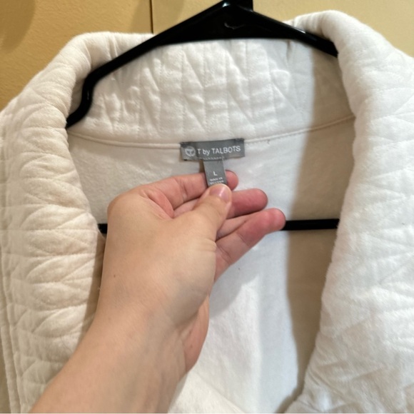 T by Talbots Womens Side Pockets Zip Up White Creamy Vest Size Large - Picture 5 of 10